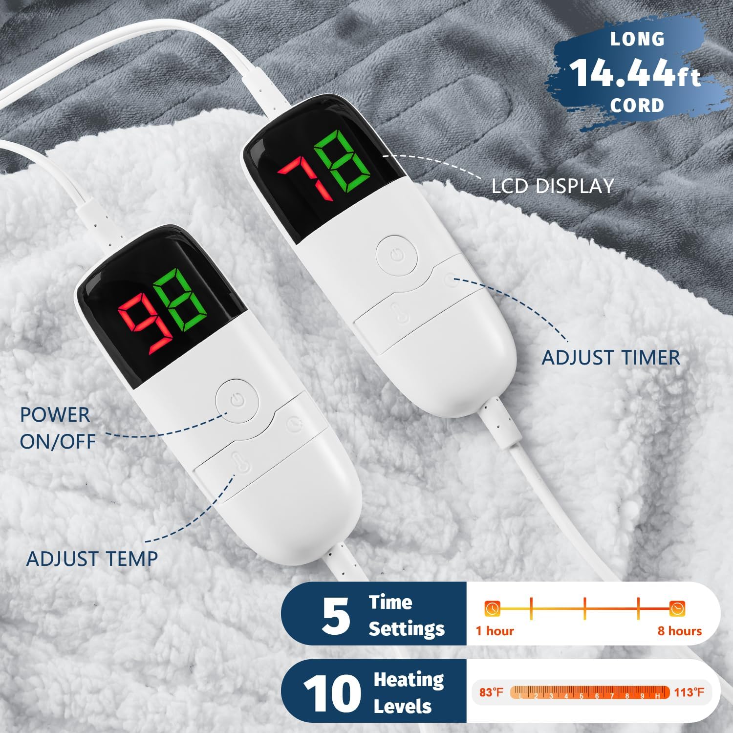 BOMOVA Heated Electric Blanket Queen Size 84x90 Dual Control