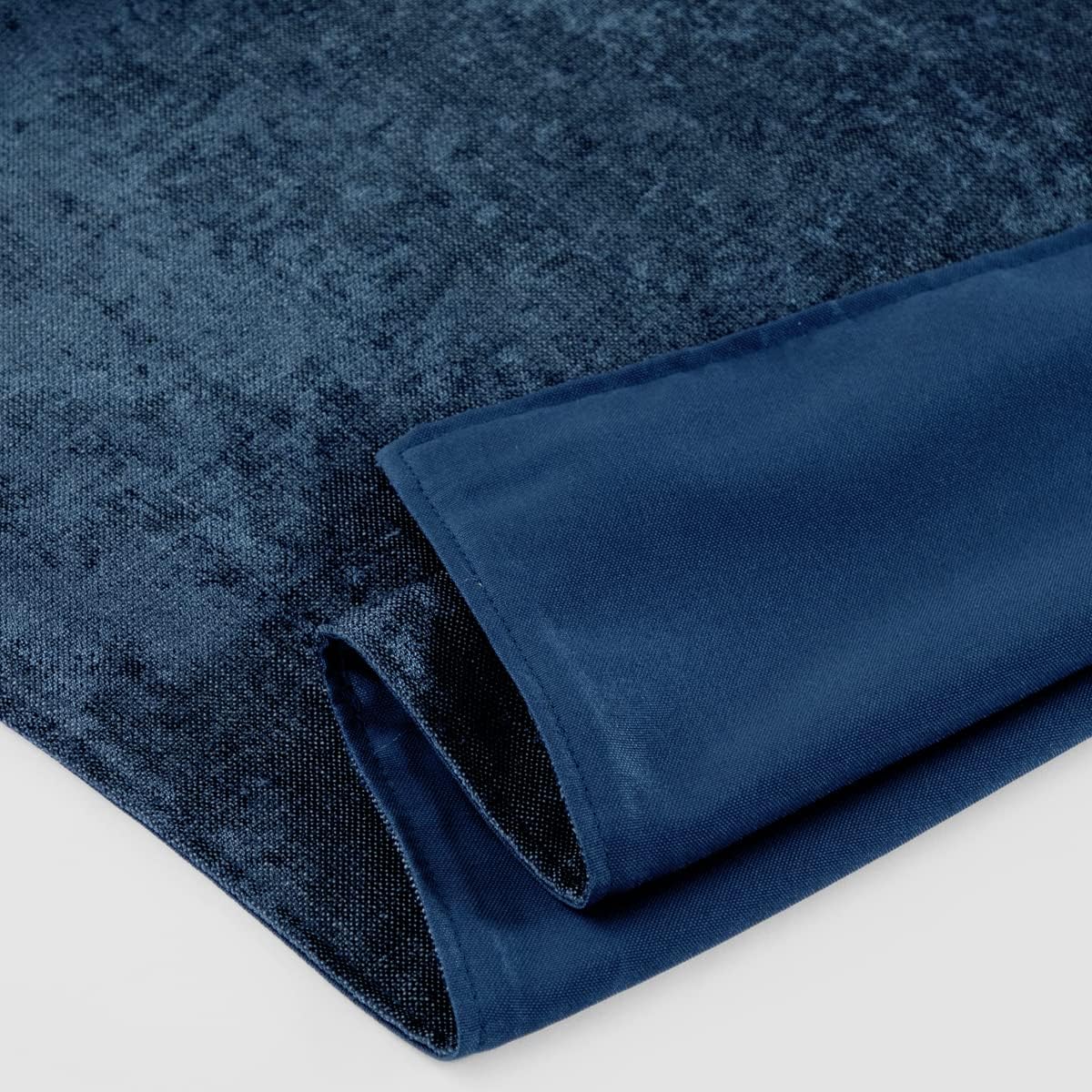 AMBERIS Dark Blue Chenille Bed Runner