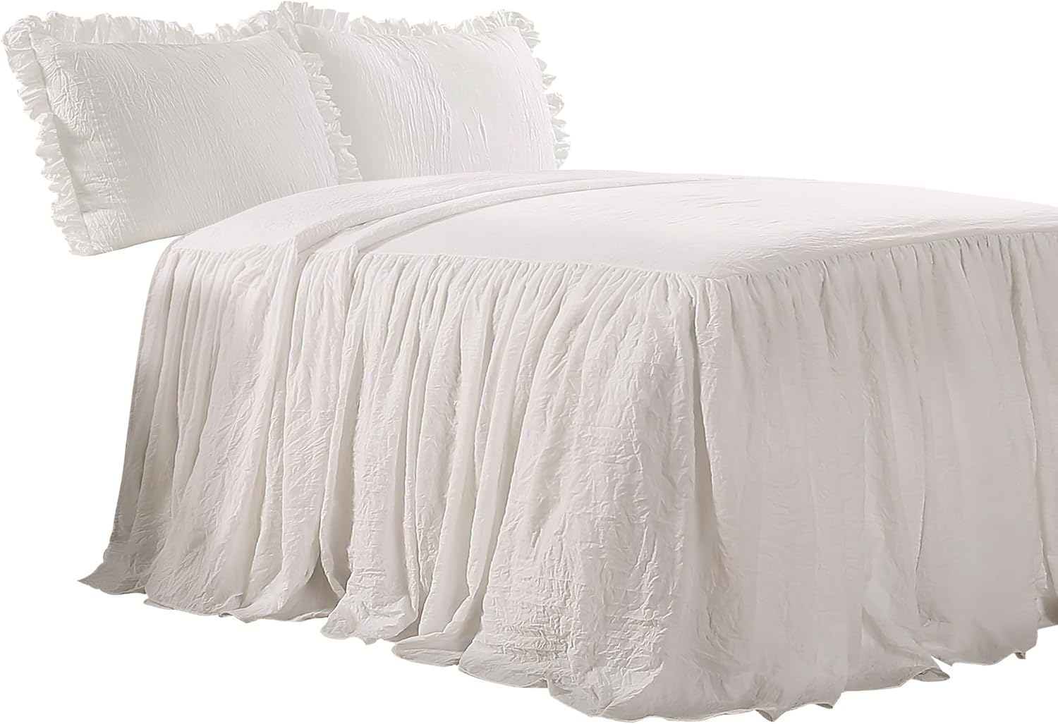 Lush Decor Ruffle Skirt Bedspread Set - 3 Piece King White