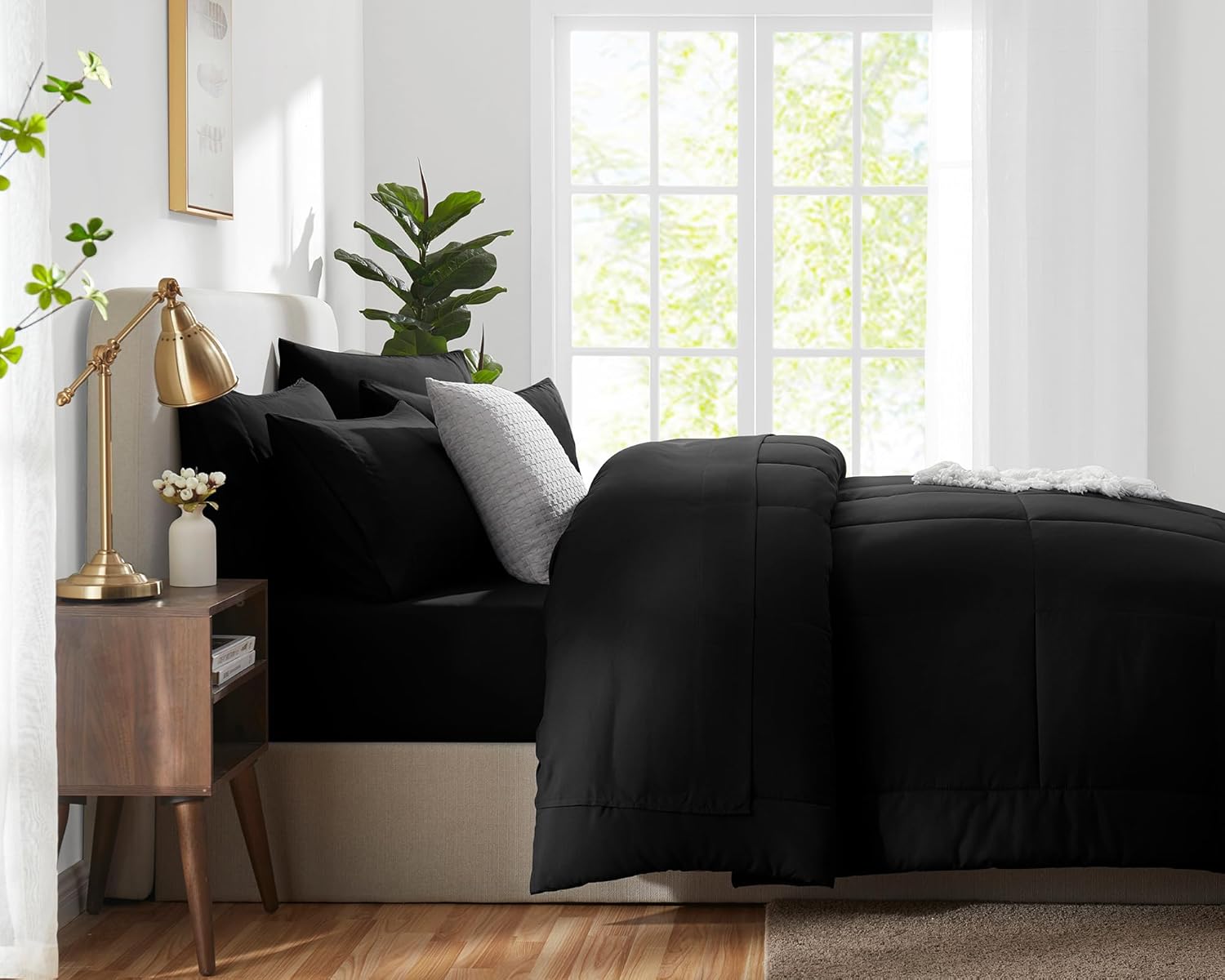 CozyLux Black Twin XL Comforter Set 5 Pieces 1
