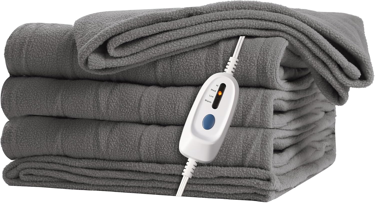 McJaw Electric Heated Blanket 72x84 Ash Grey