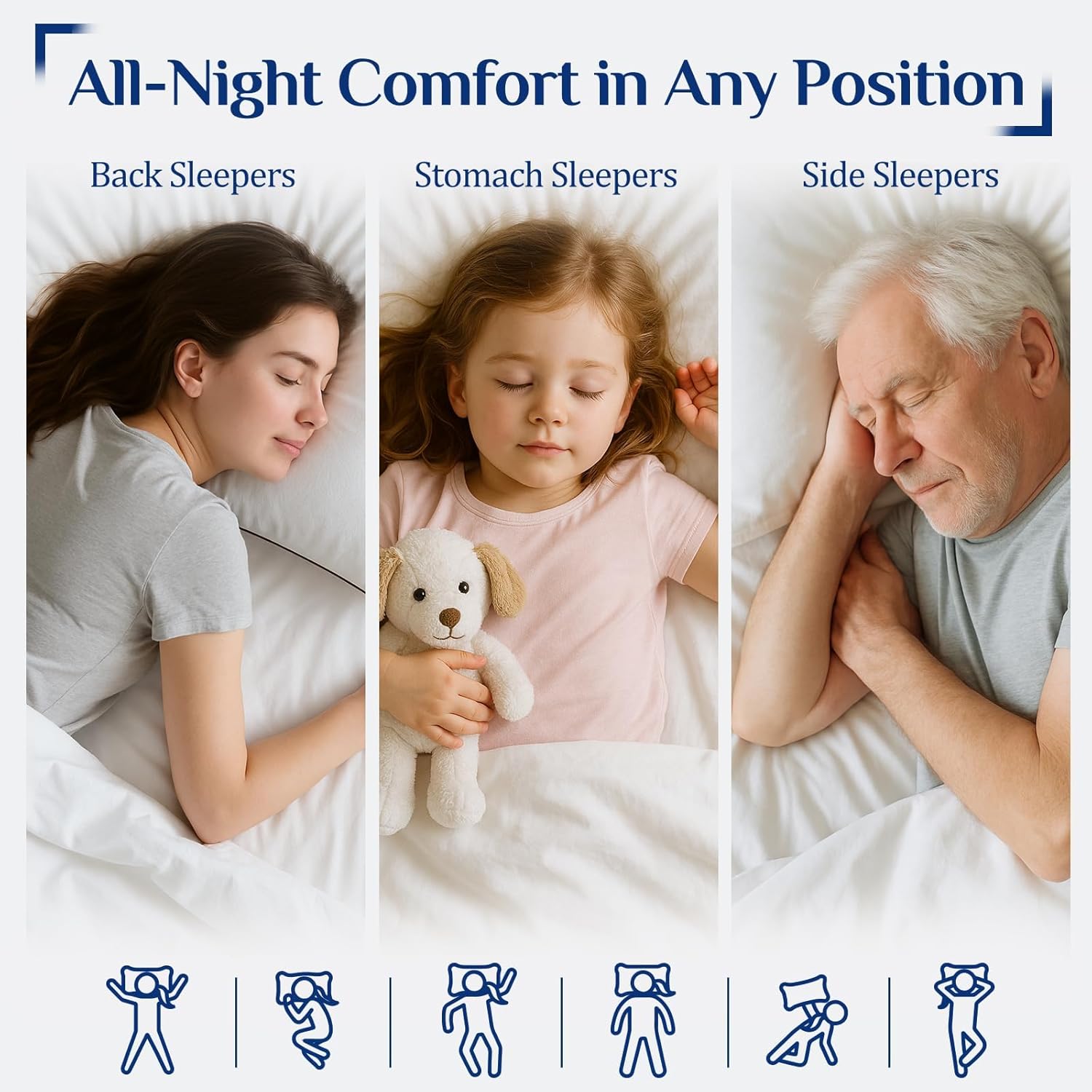 JOLLYVOGUE Bed Pillows Set of 4 Cooling Supportive Hotel Collection