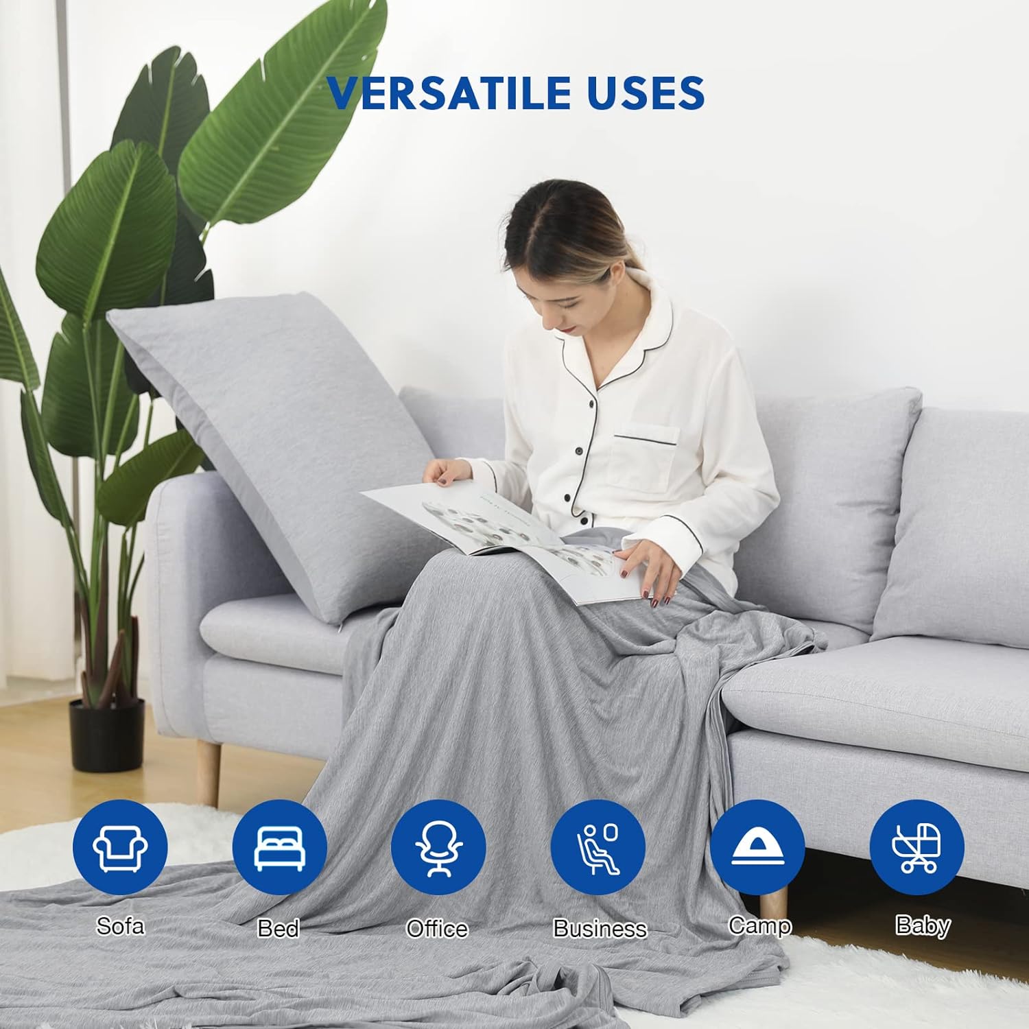HOMFINE Cooling Blanket for Hot Sleepers - 60x80 inches Grey