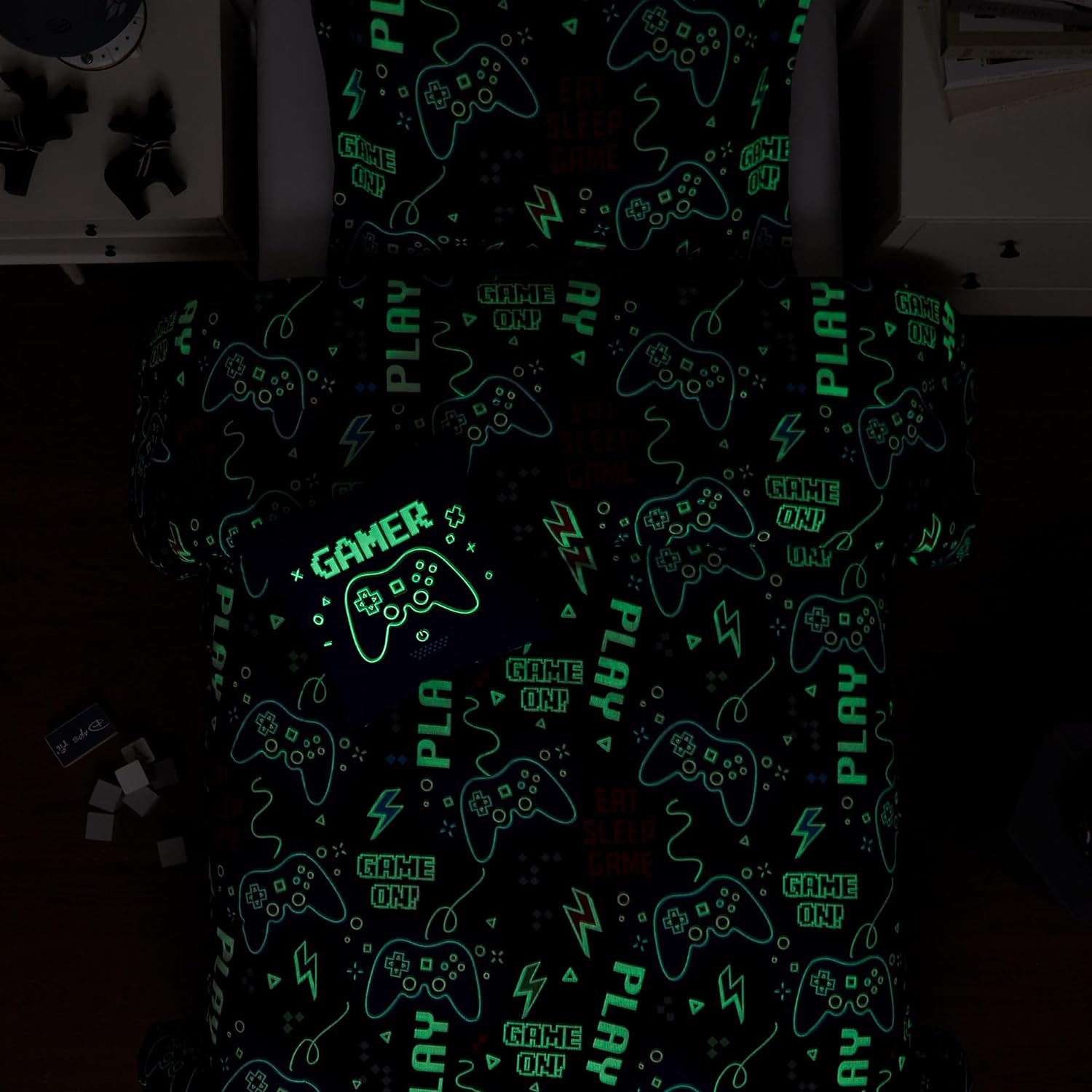 Glow in the Dark Gamer Comforter Set Twin Size
