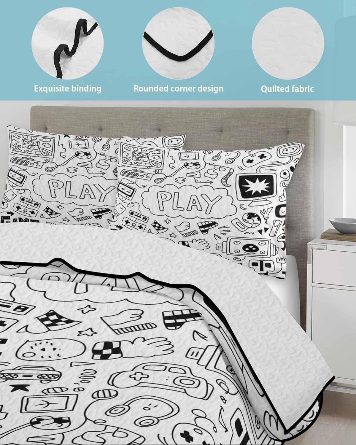 Stongaro Quilt Twin XL Set 3 Pieces Lightweight All Season Comforter Bedding