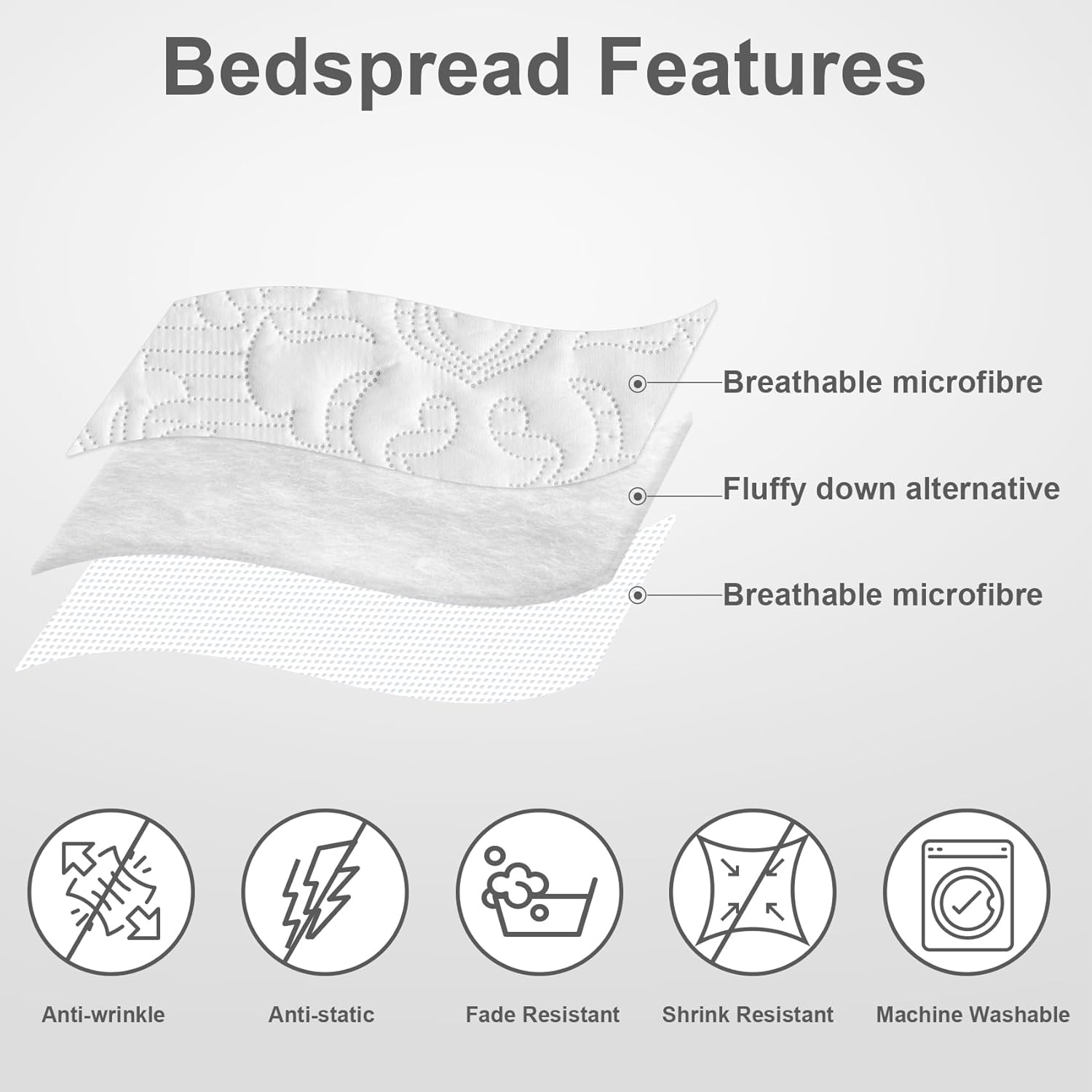 Hansleep White Quilt Queen Set - 3 Piece Damask Coverlet Bedding