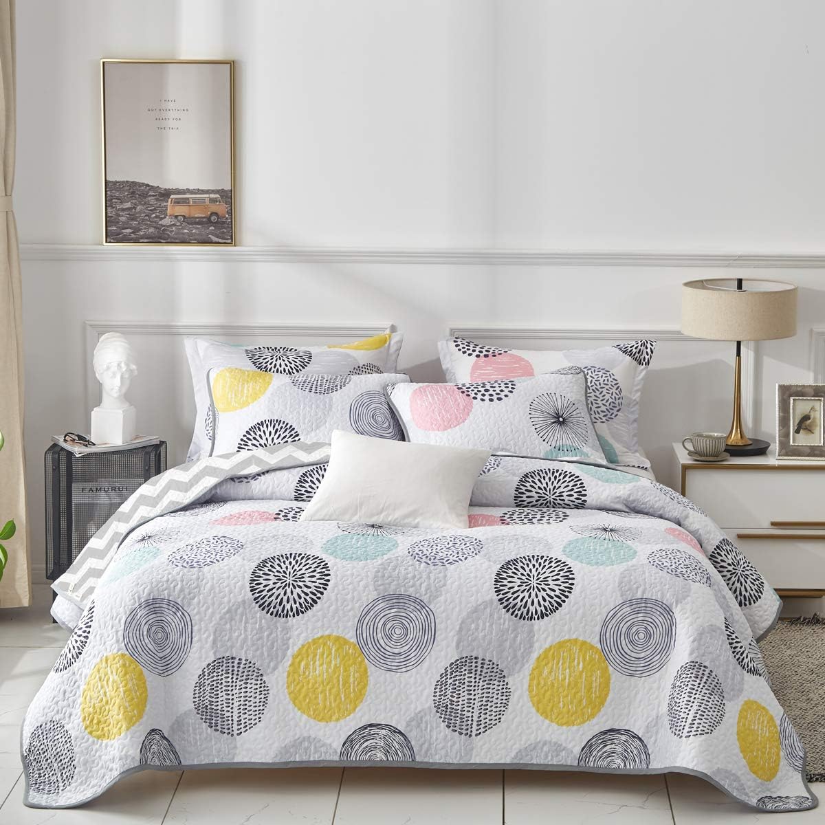 UOZZI BEDDING Kids Quilt Set 2 Piece Reversible