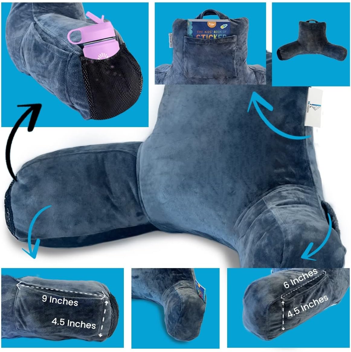 Ice Fusion Kids Reading Pillow with Storage and Cover