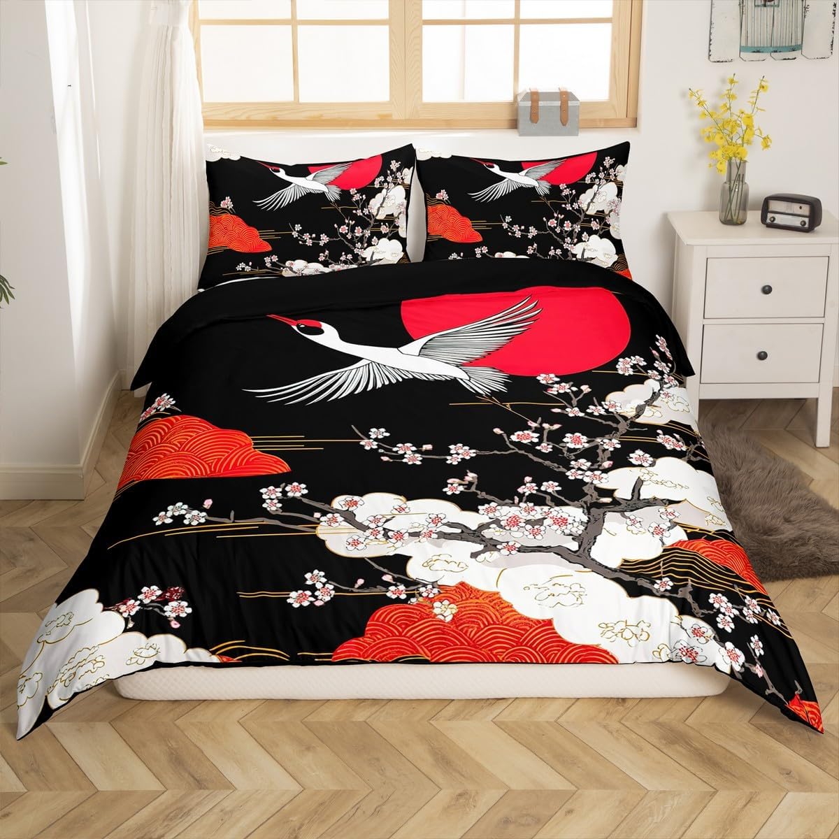 Feelyou Cherry Blossoms Duvet Cover Set King Size