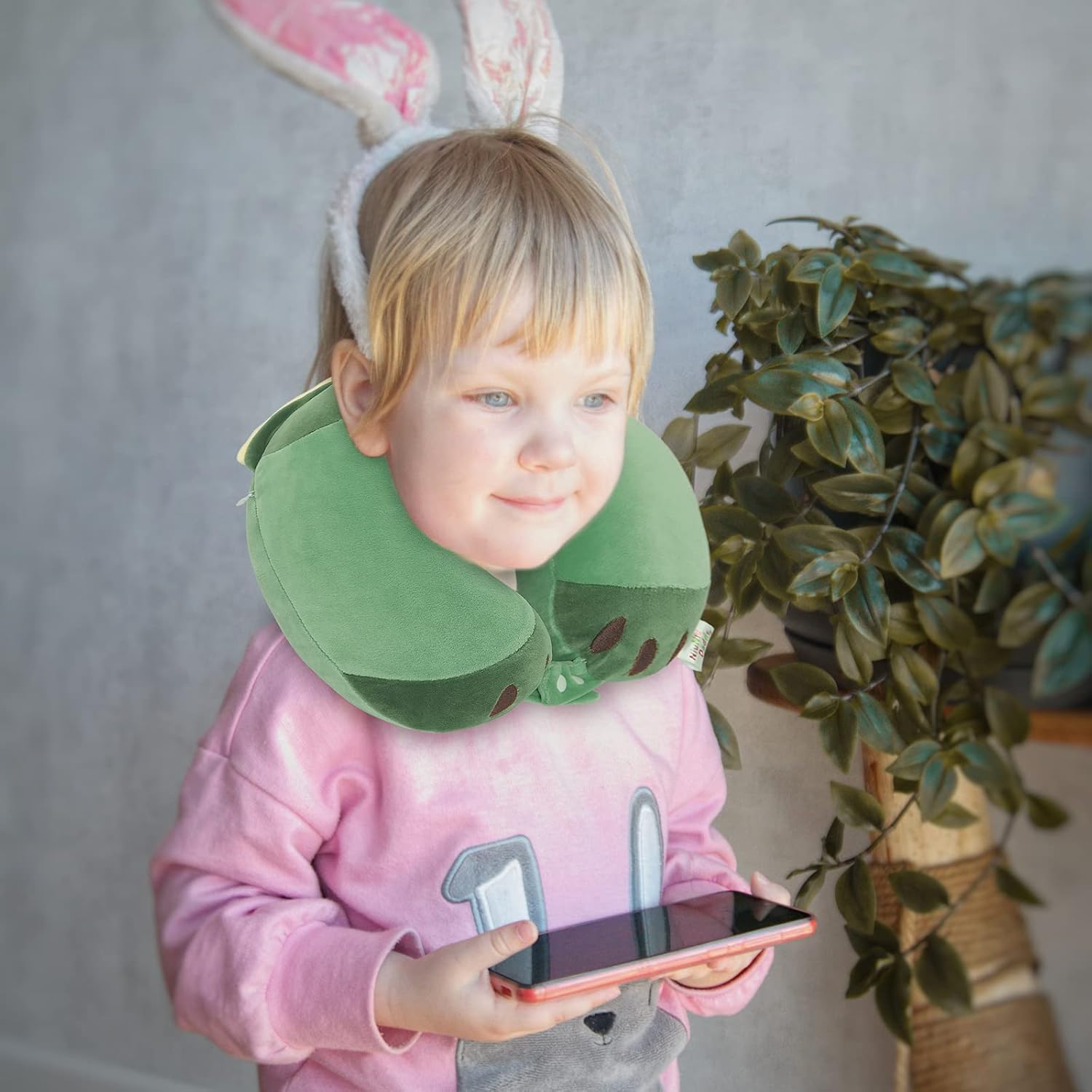 Niuniu Daddy Kids Travel Pillow - Green Dinosaur Design for Boys and Girls