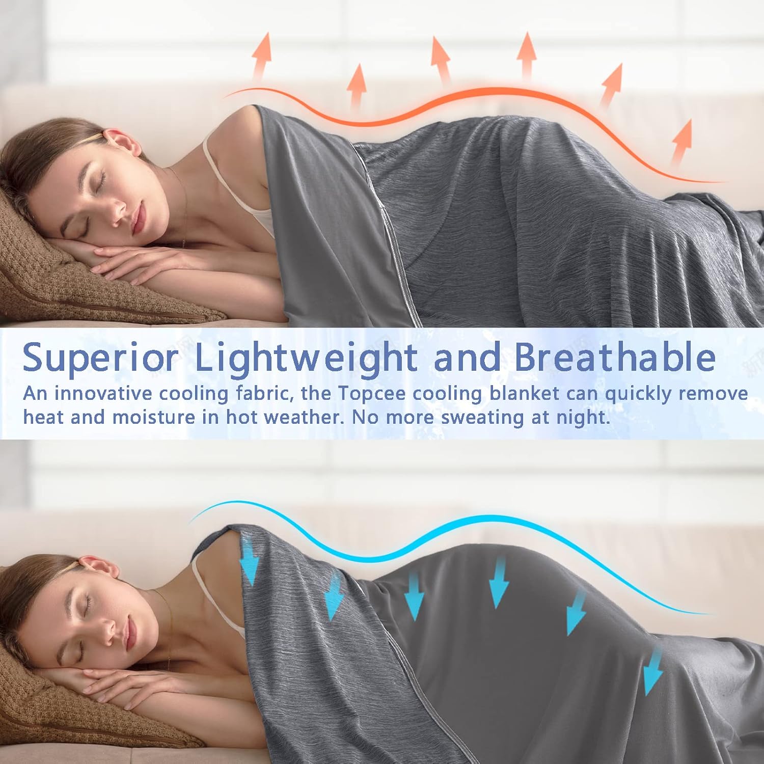 Topcee Cooling Blanket Queen Size 90x90 for Hot Sleepers