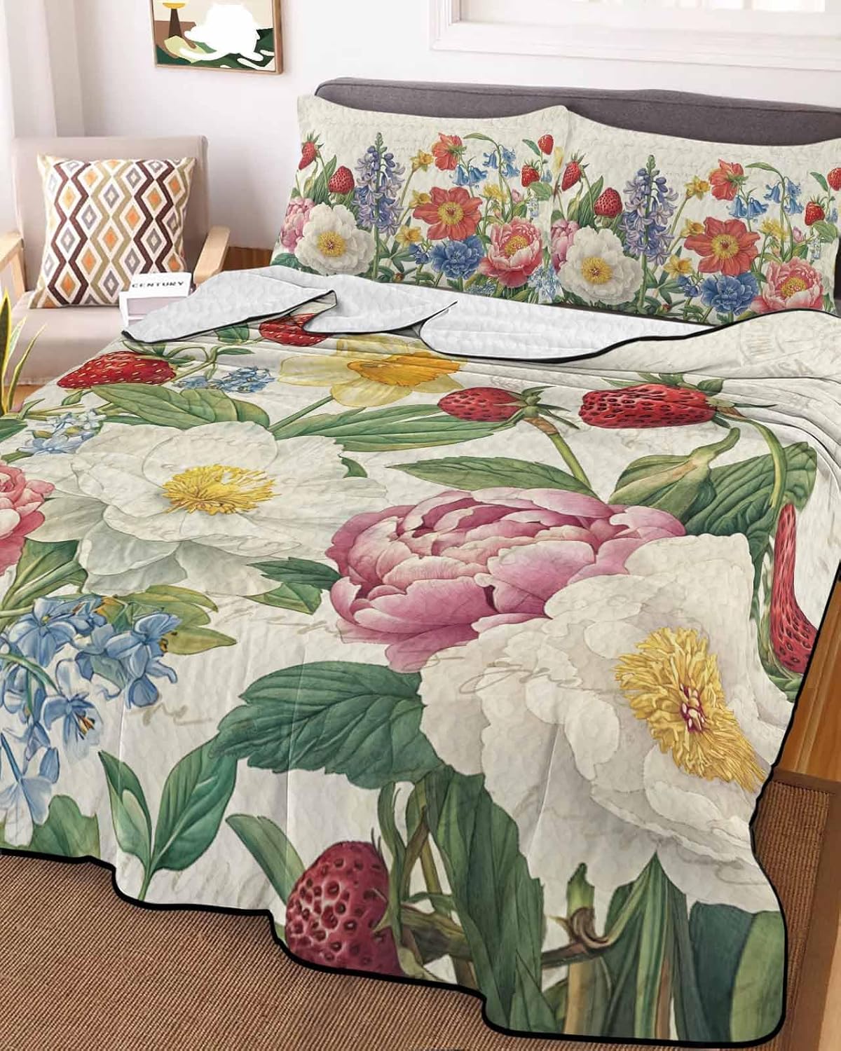 Twin XL Quilt Bedding Set with Blossom Flower Pattern