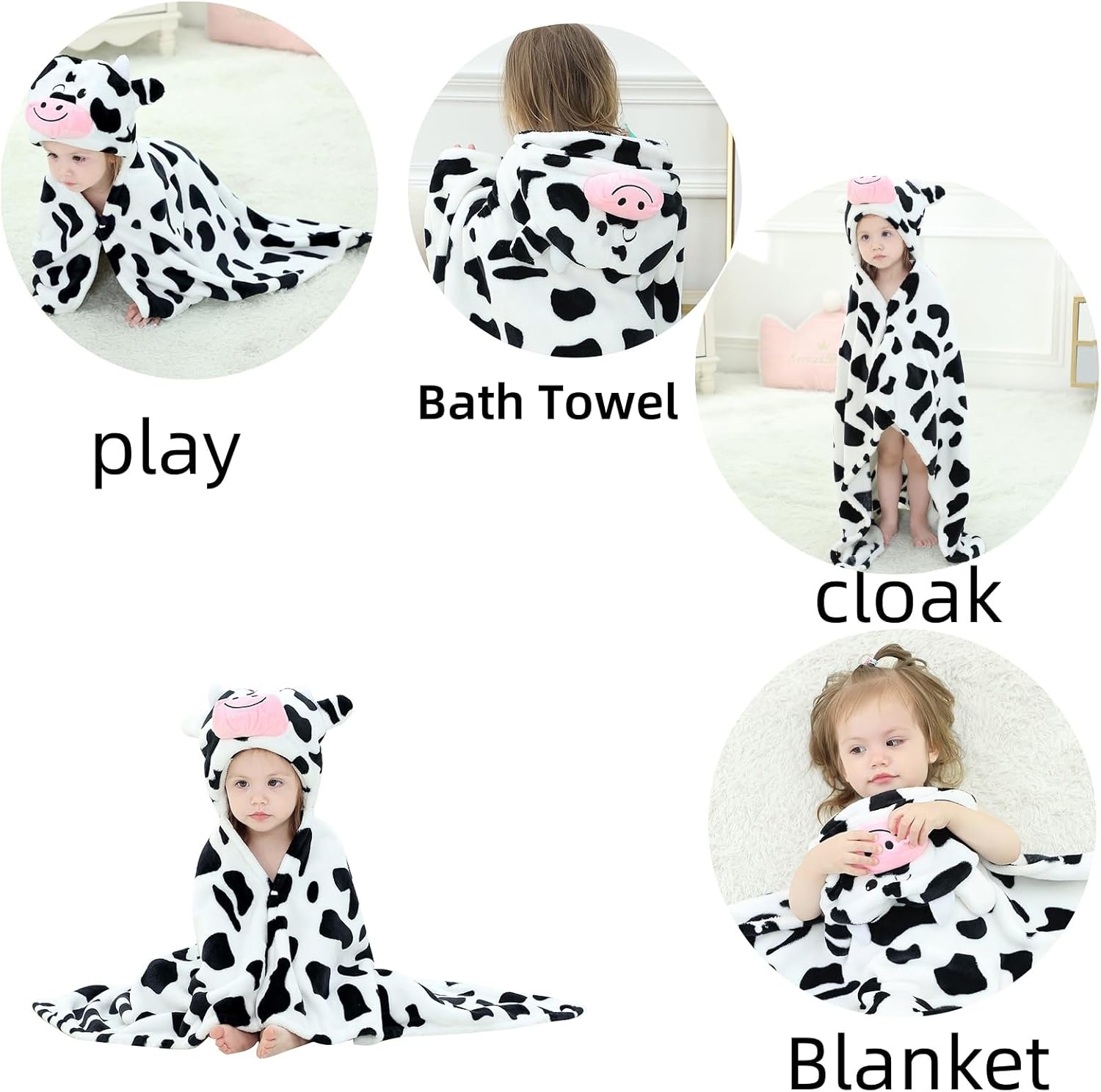 Arkwida Baby Hooded Towel with Hood Flannel Blanket for Kids