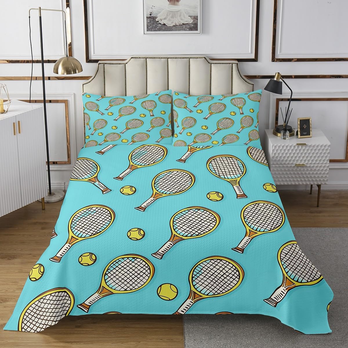 Erosebridal Tennis Print Twin Quilt Set for Kids Teens