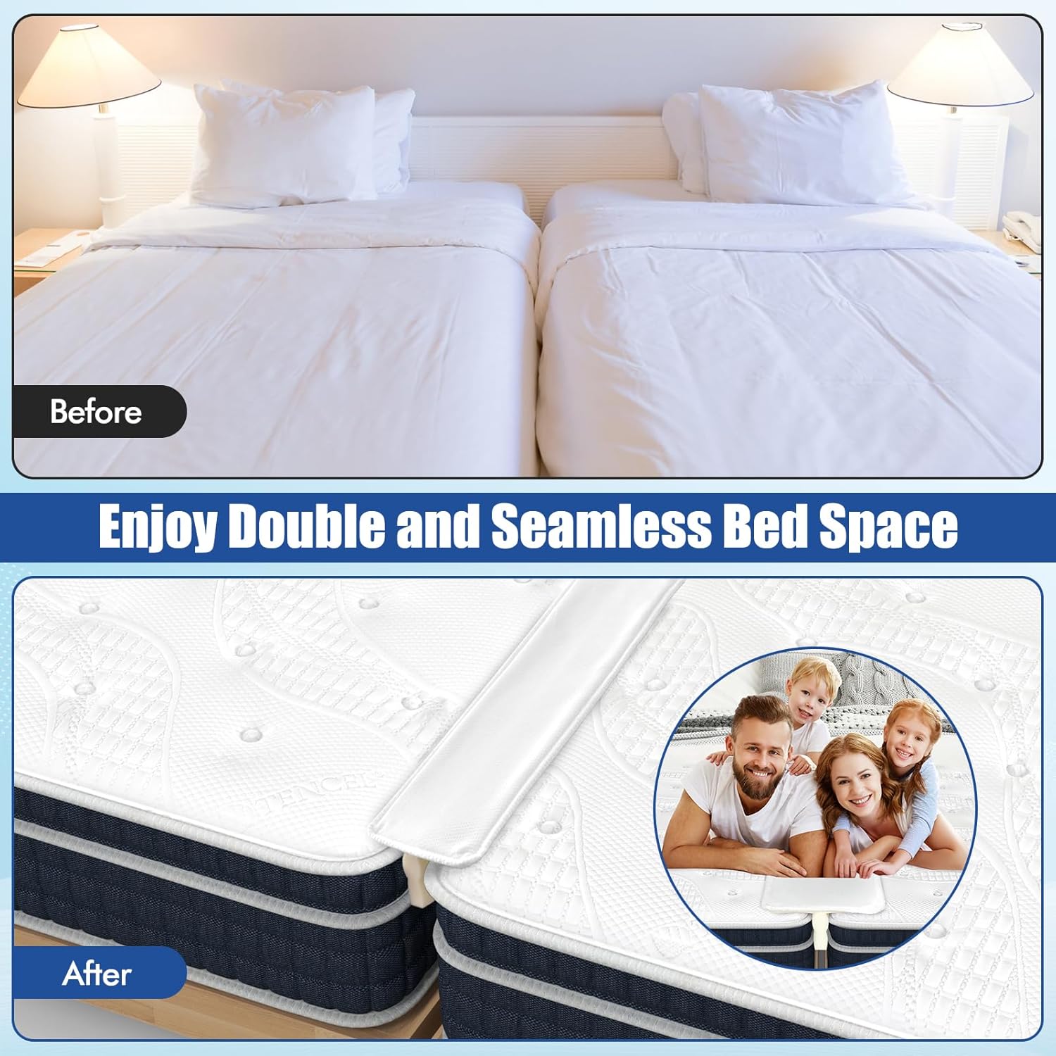 GOFLAME 9 Bed Bridge Twin to King Converter Kit