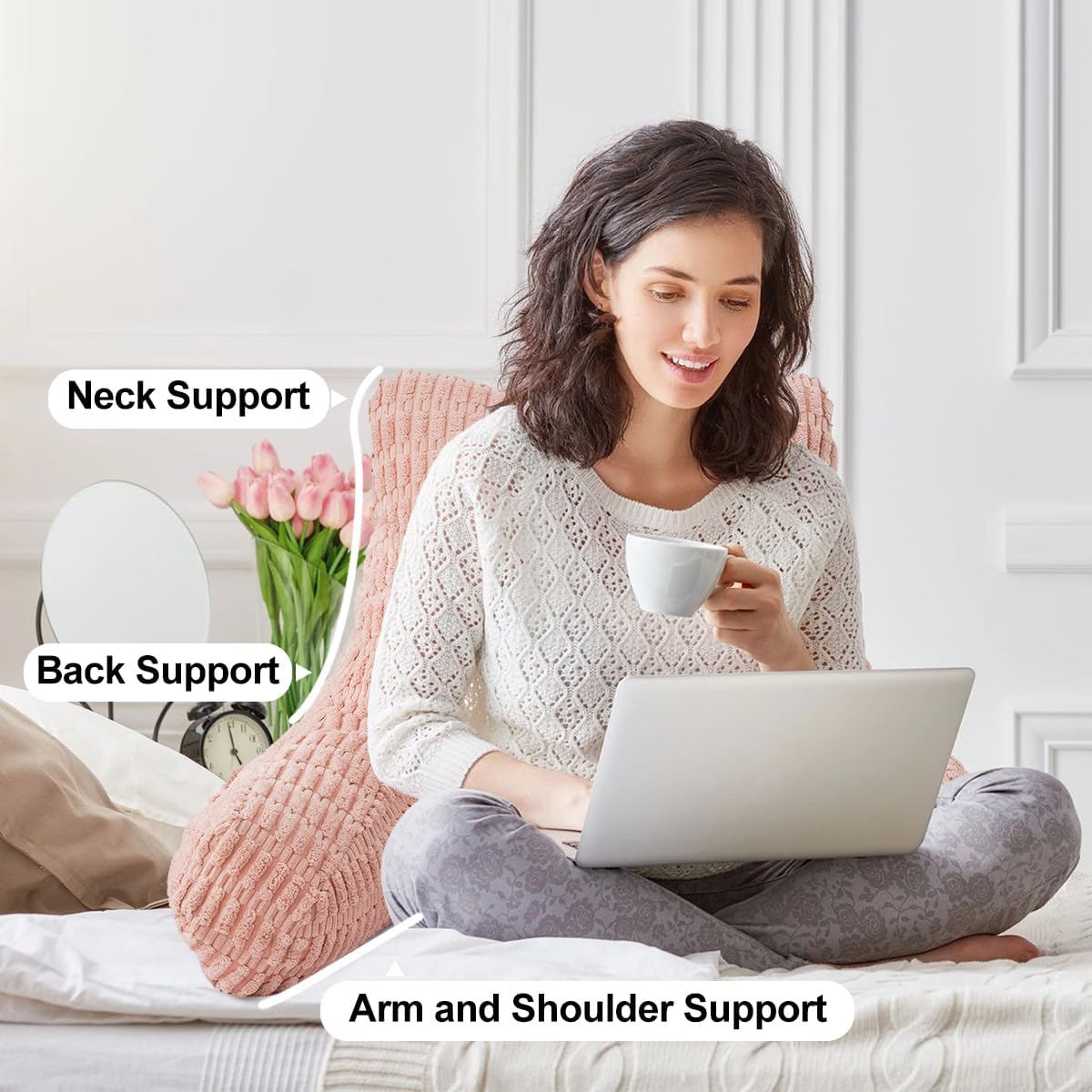 Holawakaka Reading Pillow with Arms - Light Pink