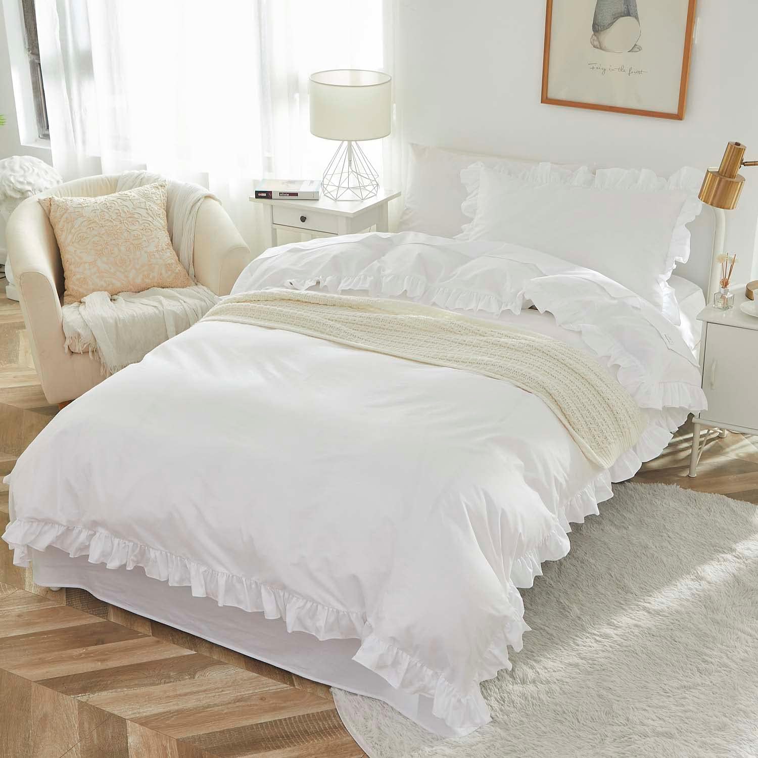 Brandream Organic Cotton Duvet Cover Set 2pcs TwinTwin XL White