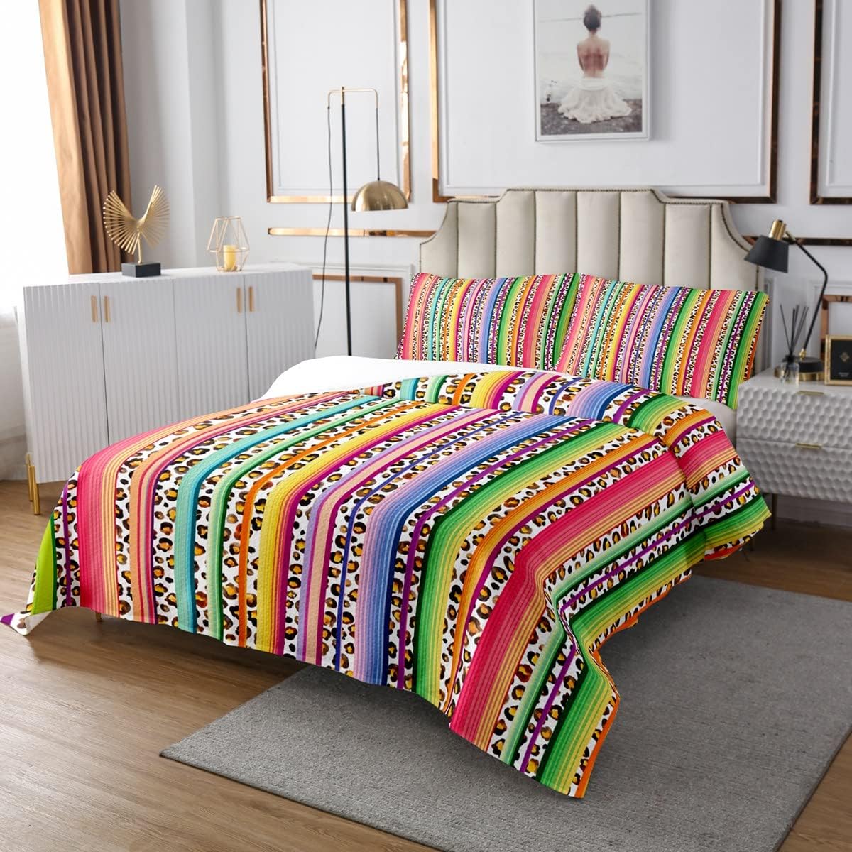 Manfei Leopard Print King Size Bedspread Set