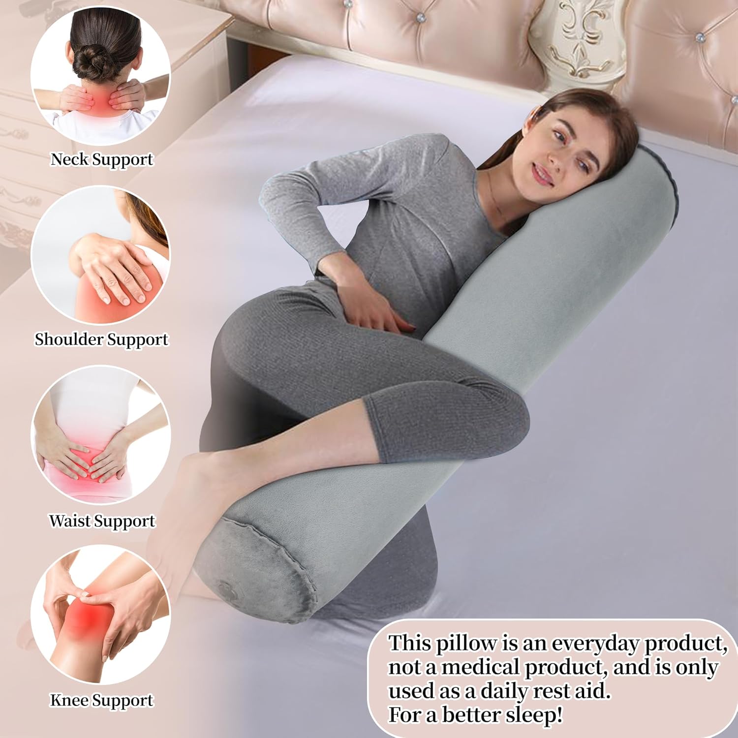 YEEKORO 47 Inch Inflatable Body Pillow for Adults and Kids