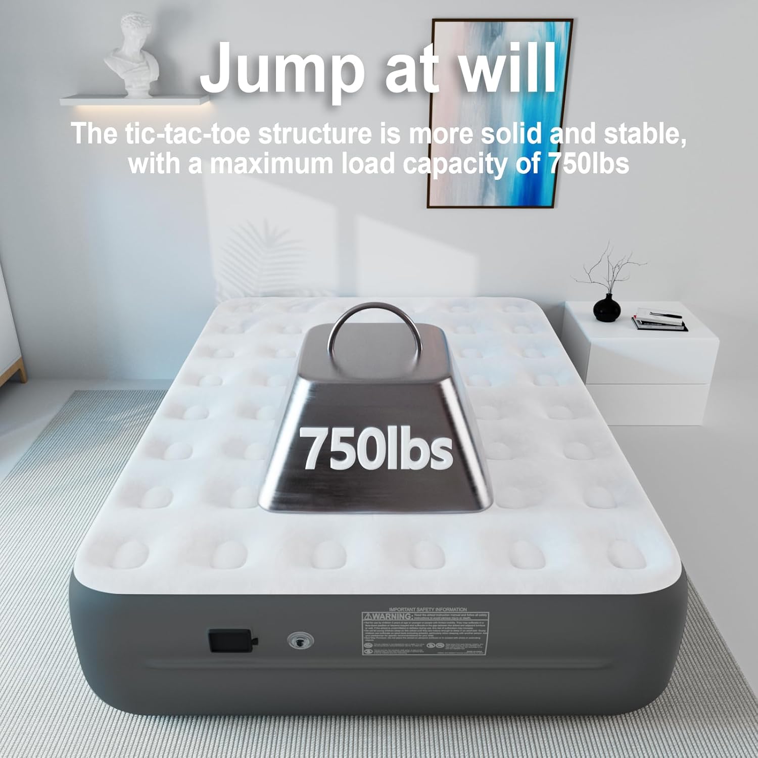 AirOutelle Queen Air Mattress with Rechargeable Pump - 18 Gray
