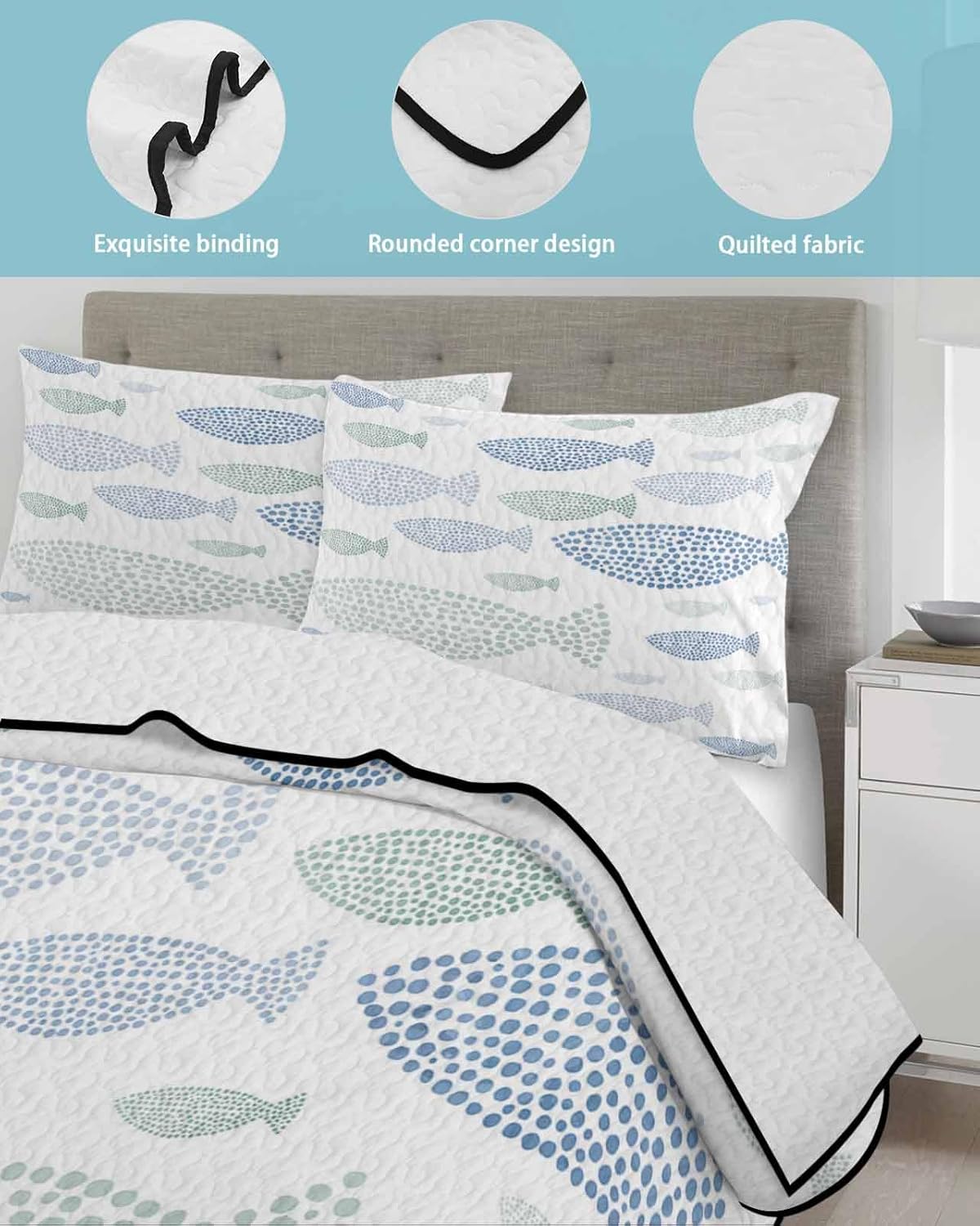 TocaHome Summer Quilt Twin XL 68x98 Inch with 2 Pillows