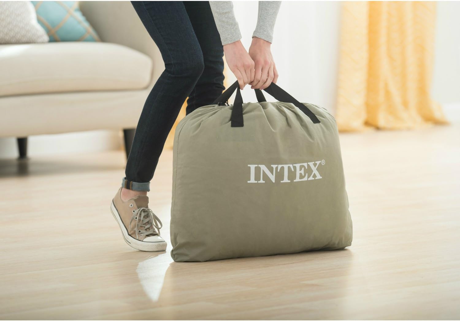 Intex Dura-Beam Deluxe Twin Airbed with Built-In Pillow
