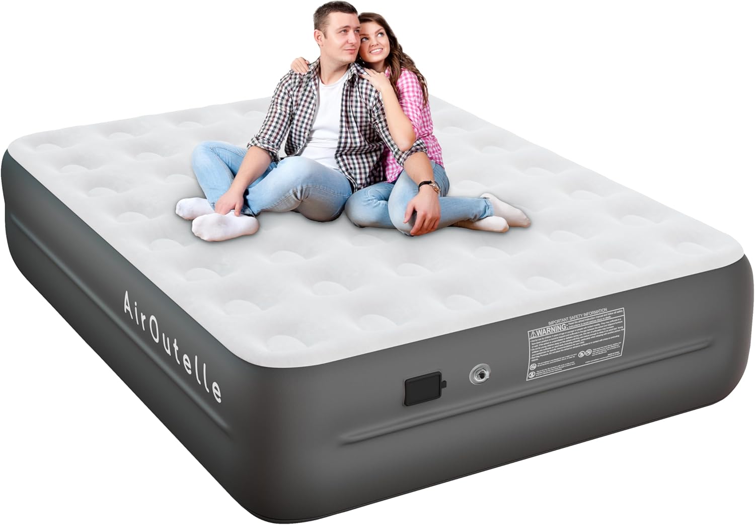 AirOutelle Queen Air Mattress with Rechargeable Pump - 18 Gray