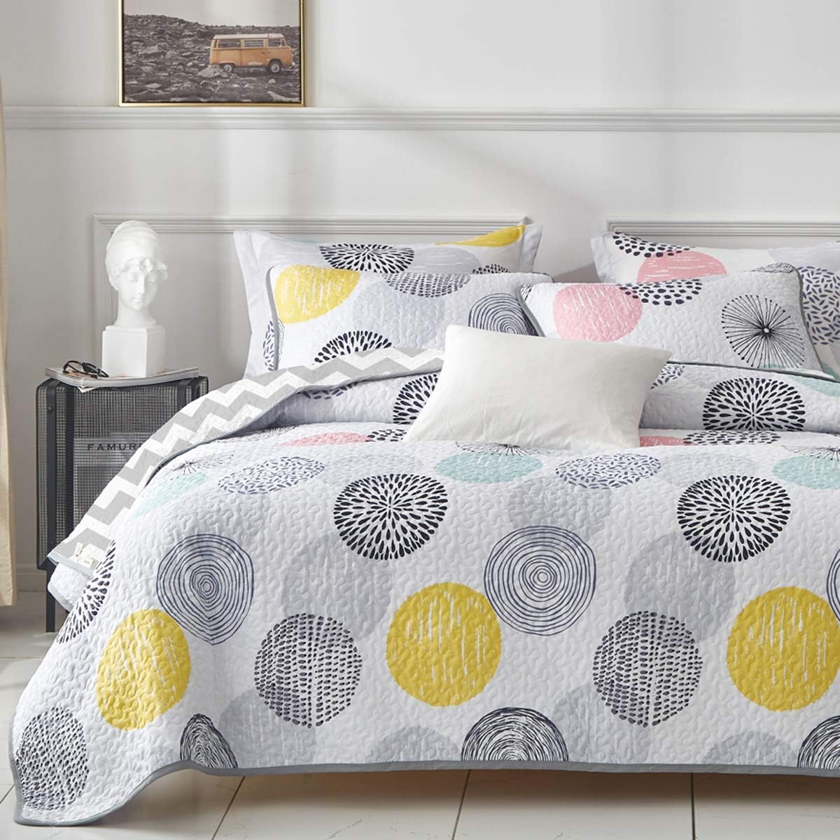 UOZZI BEDDING Kids Quilt Set 2 Piece Reversible