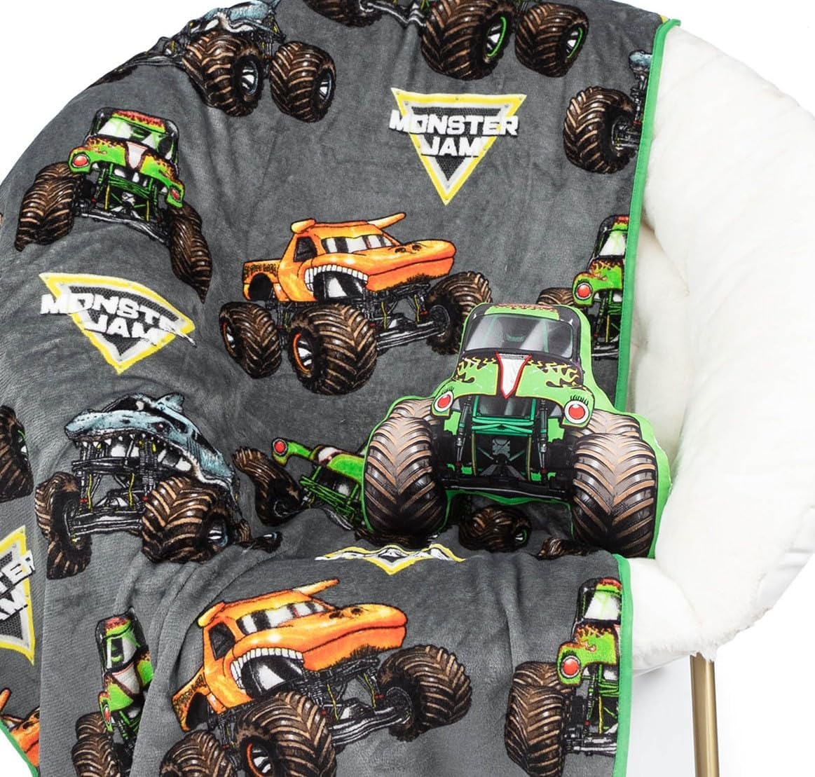 Jay Franco Monster Jam Grave Digger Throw Blanket Pillow Set