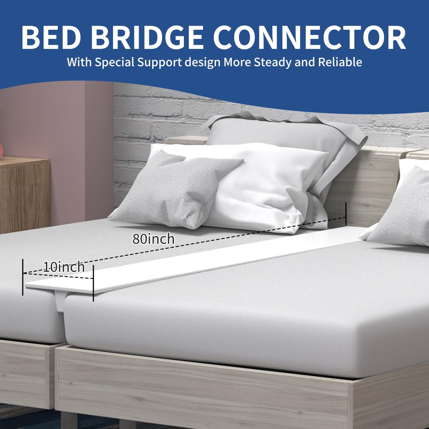 Limthe Bed Bridge Twin XL to King Converter with Washable Cover