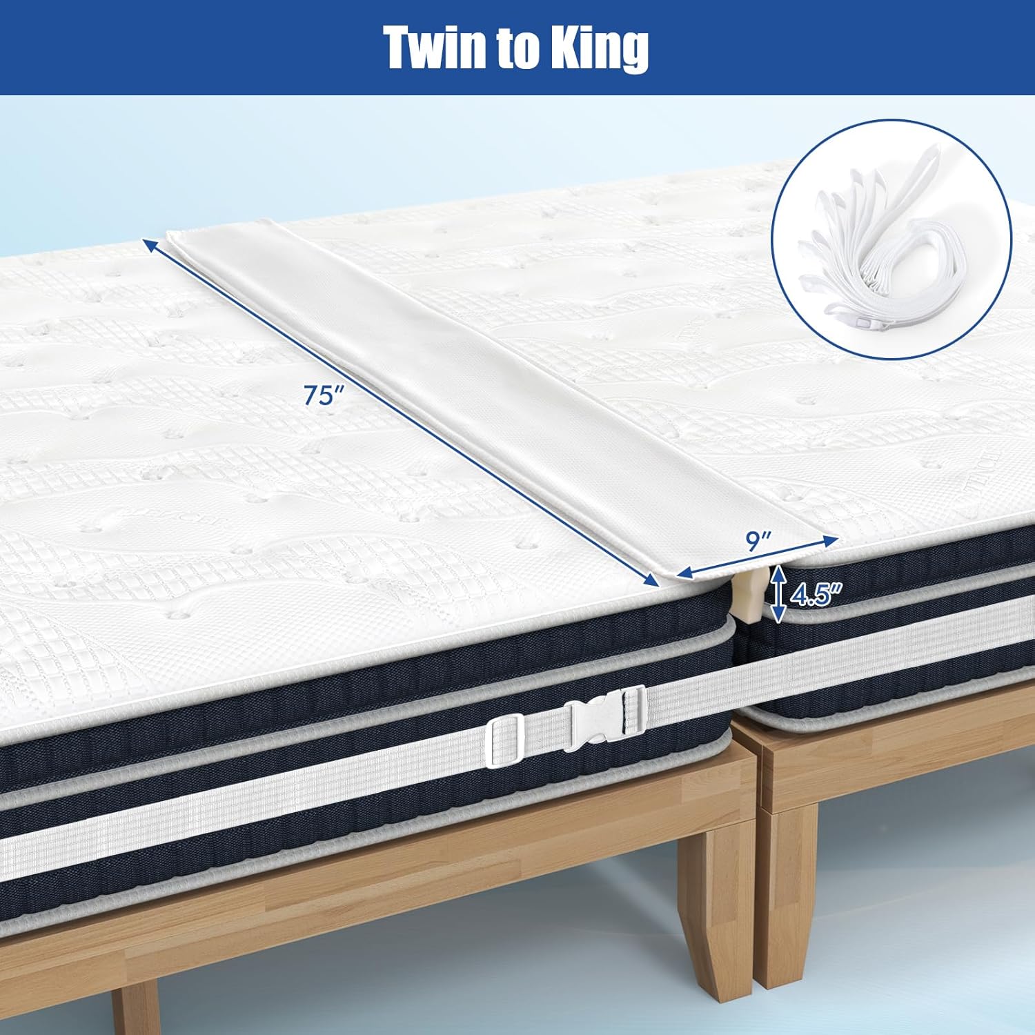 GOFLAME 9 Bed Bridge Twin to King Converter Kit