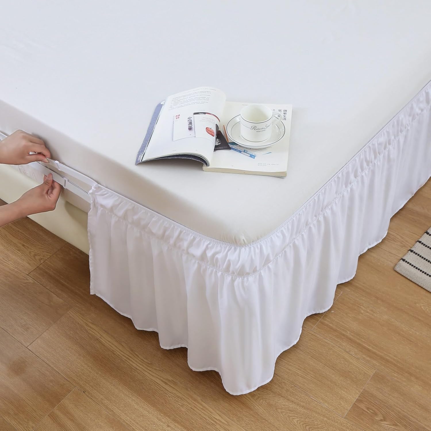 MEILA Wrap Around Bed Skirt with Three Fabric Sides