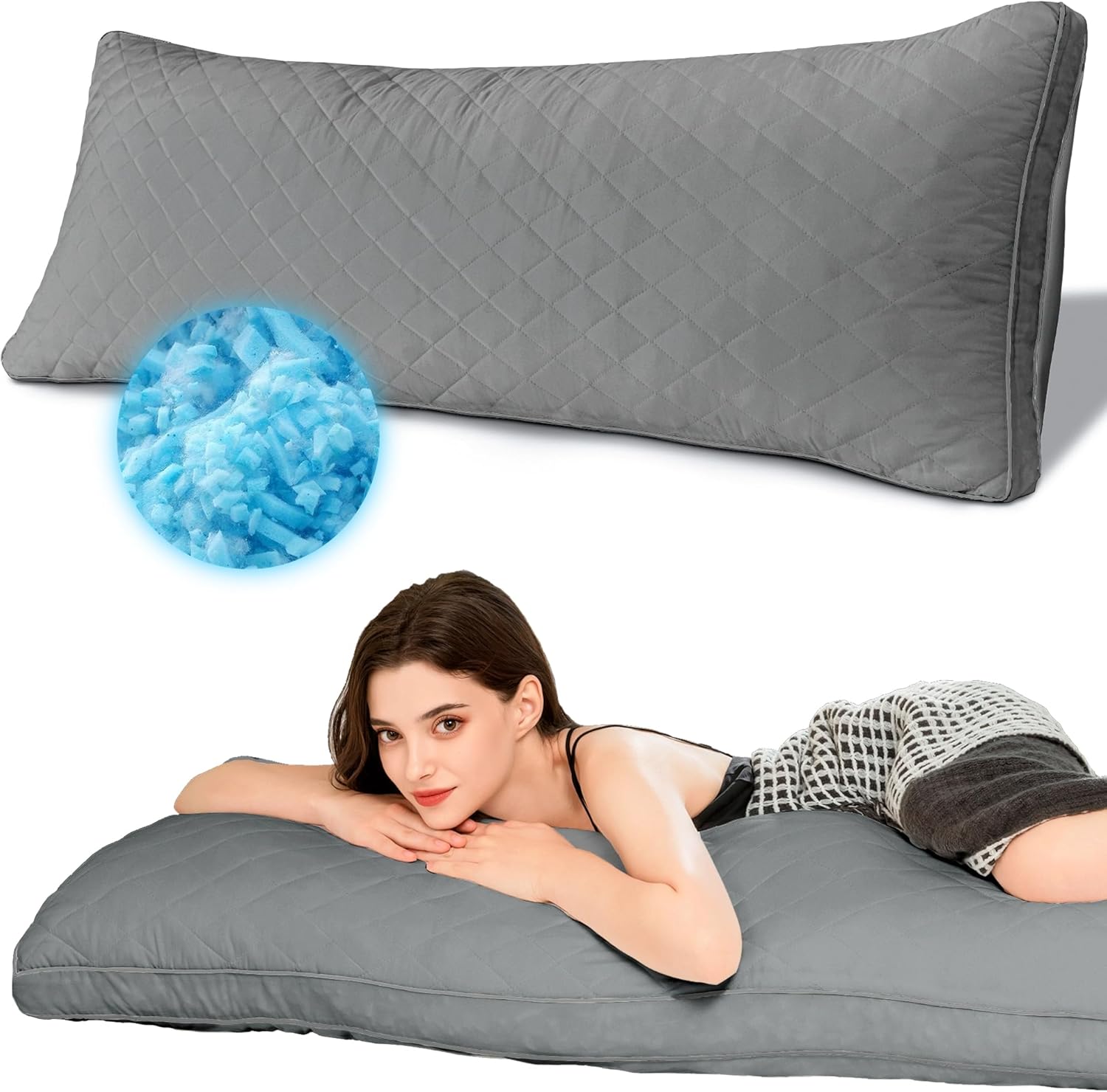 Ubauba Memory Foam Body Pillow - 20x54 Inch Grey 1