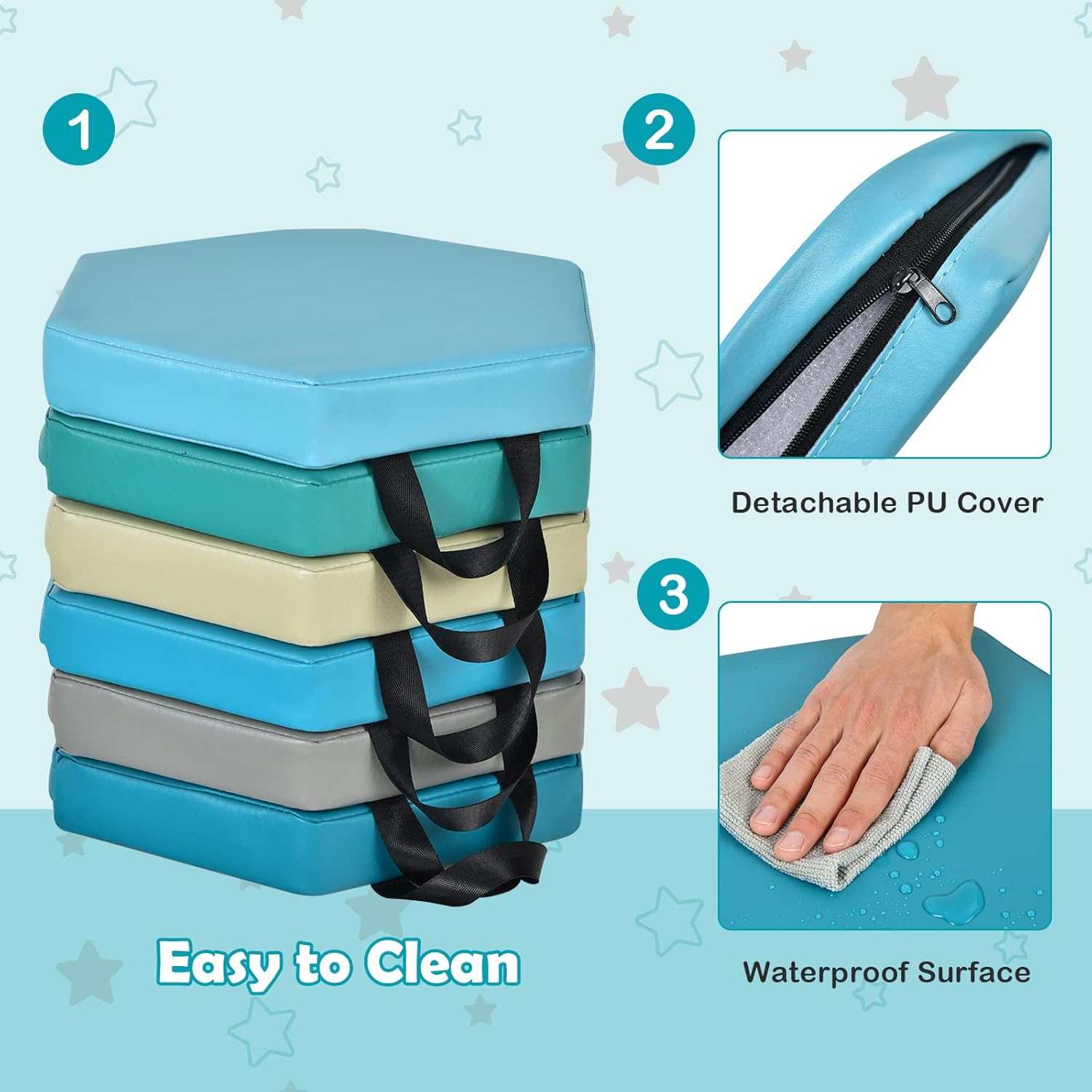 GLACER 6 Pcs 15 Floor Cushions for Kids