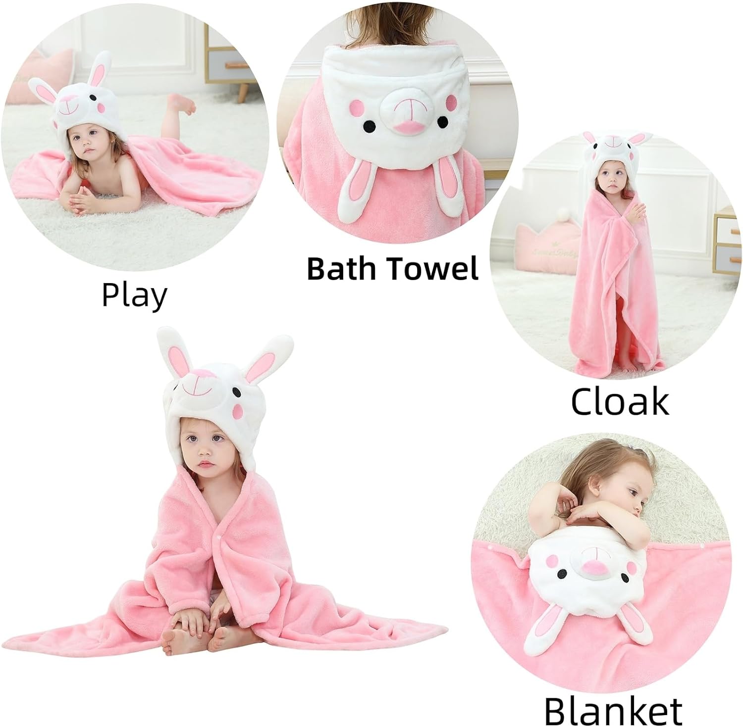 Arkwida Baby Hoodie Towel with Hood Flannel Blanket for Kids