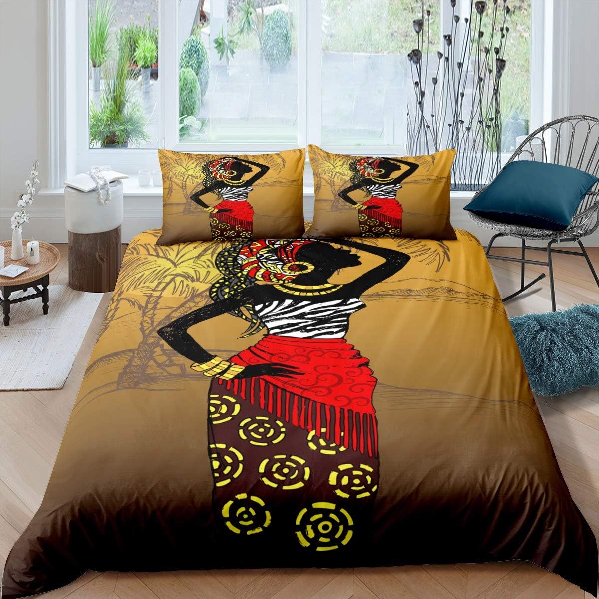 Feelyou African Pattern Duvet Cover Set 3Pcs King Size