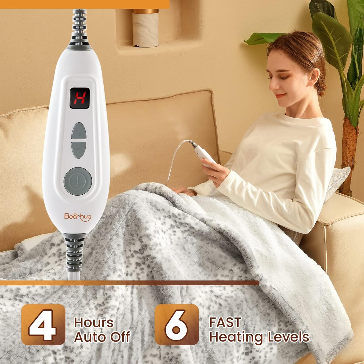 Bearhug Electric Heated Throw Blanket 50 x 60