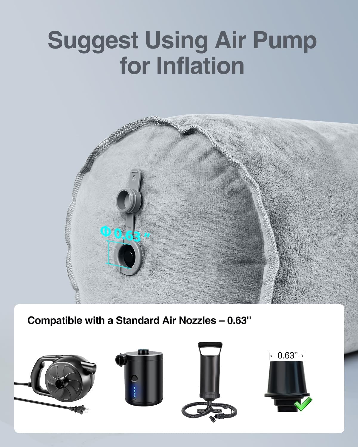 Luxtude Inflatable Body Pillow for Adults Kids 35 Inch Bolster