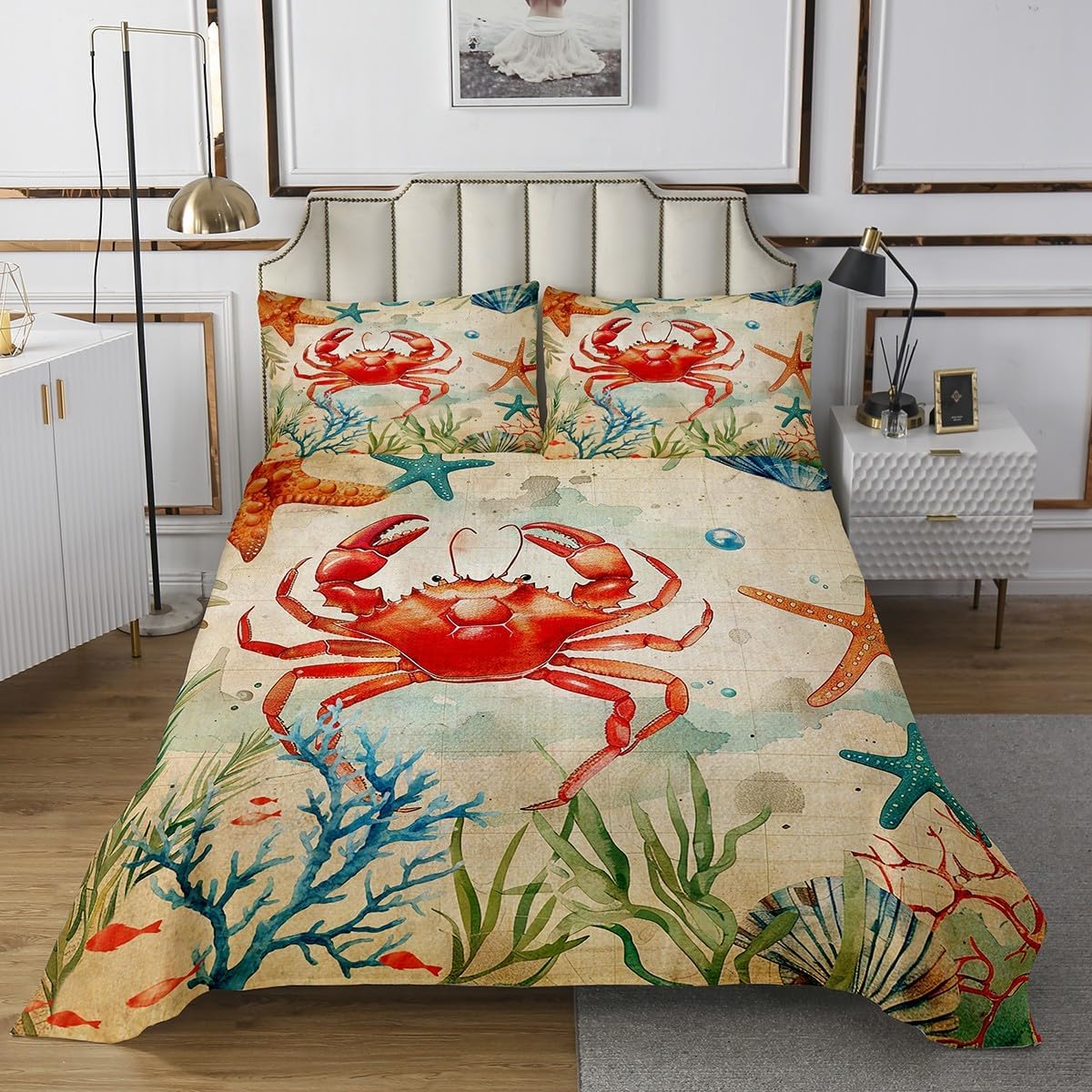 Erosebridal Marine Life King Bedspread Set