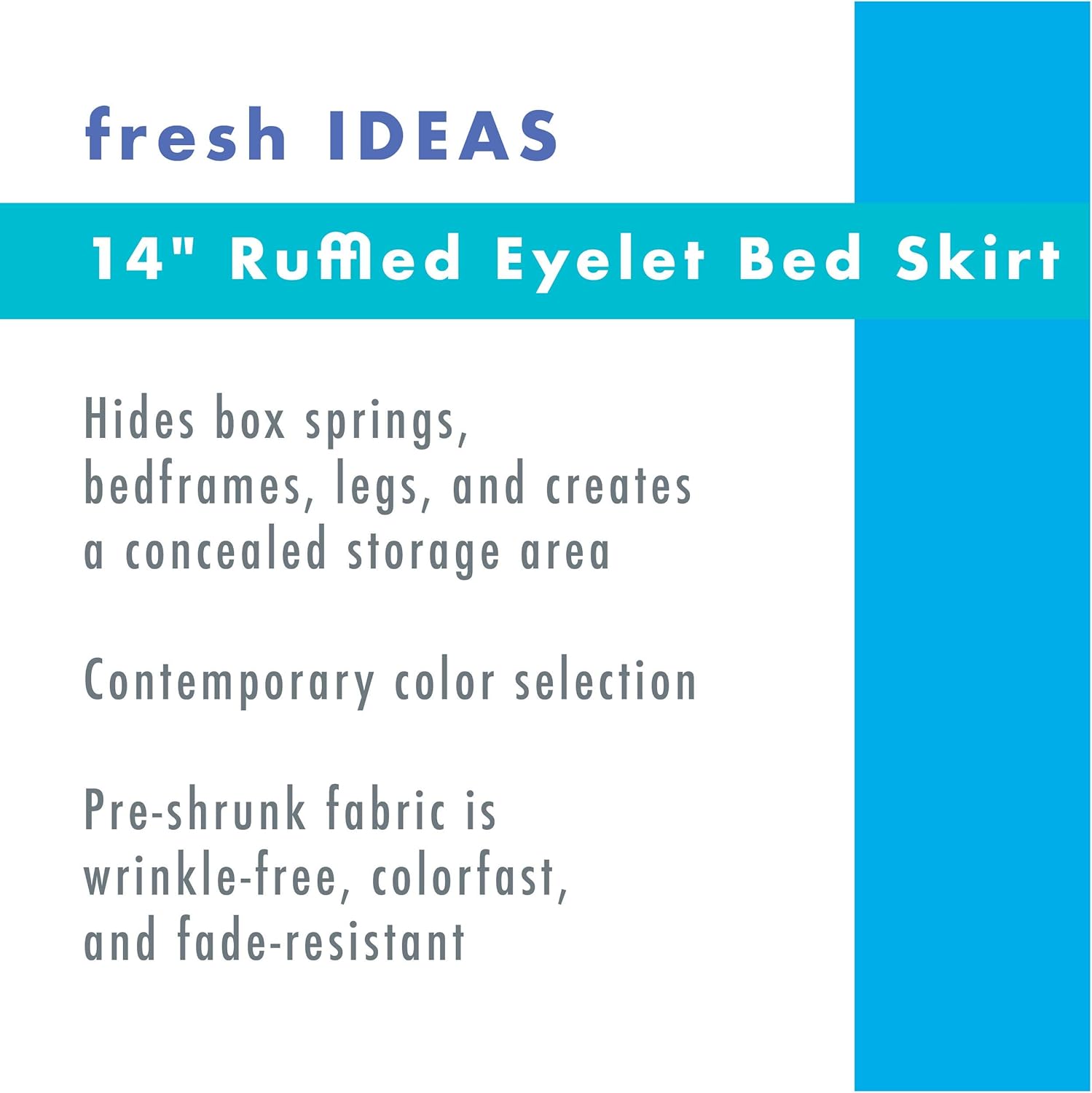 FRESH IDEAS White Queen Bed Skirt with Ruffles and Eyelet Embroidery 1