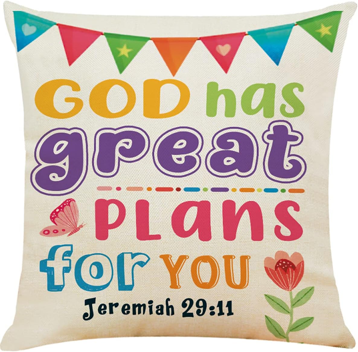 Kids Bible Verse Throw Pillow Covers God Has Great Plans for You