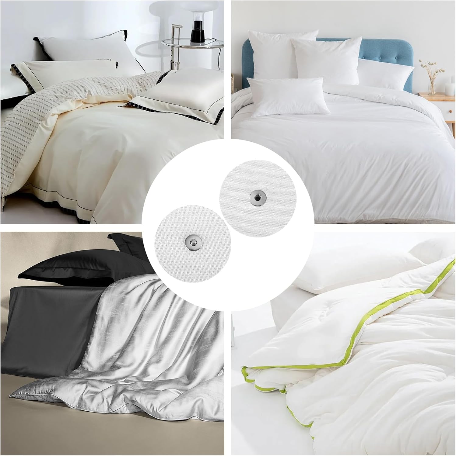 16pcs Duvet Snaps with 20 Acrylic Stickers for Secure Comforter Hold