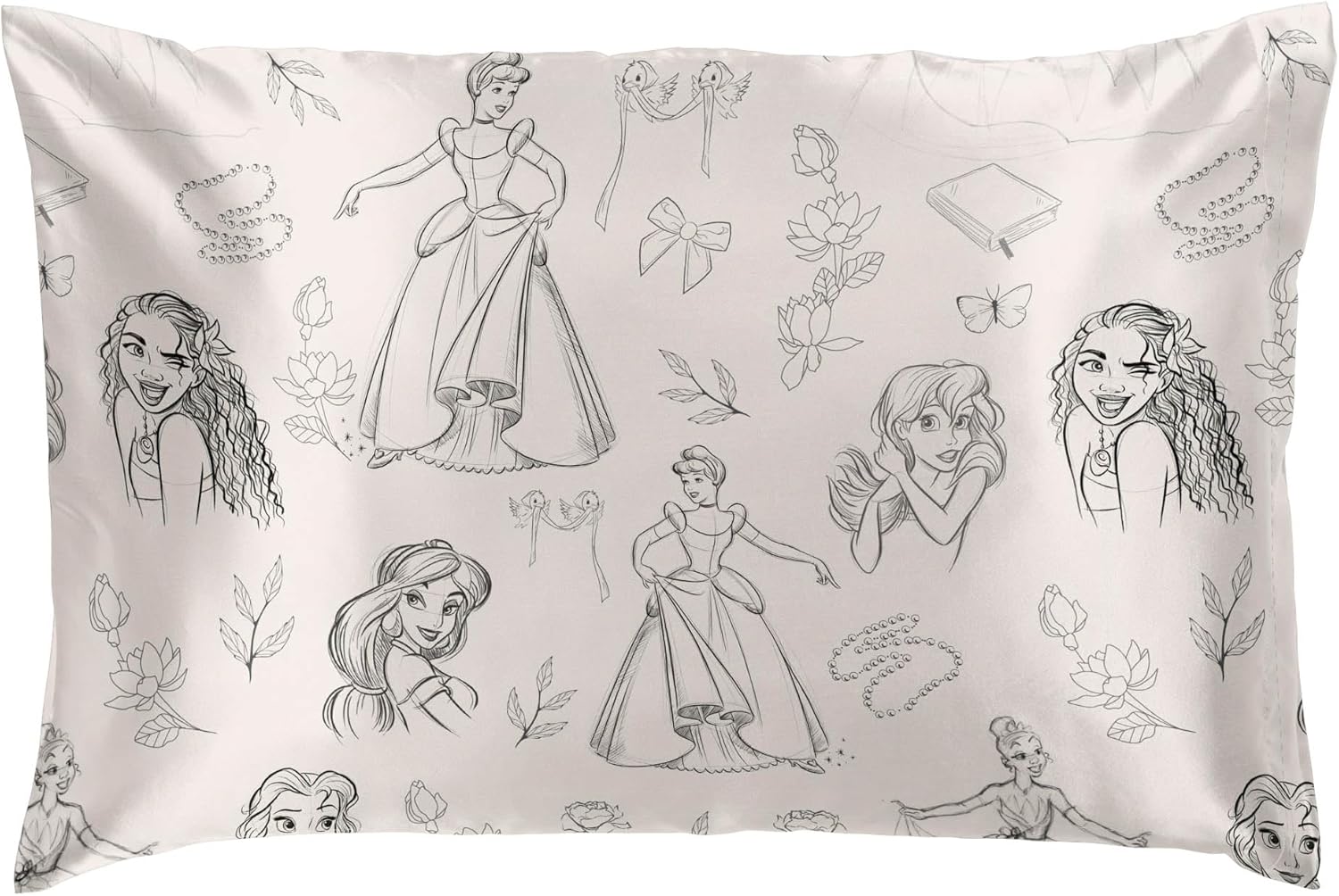 Jay Franco Disney Princess Satin Pillowcase - 20x30 Inch Beige