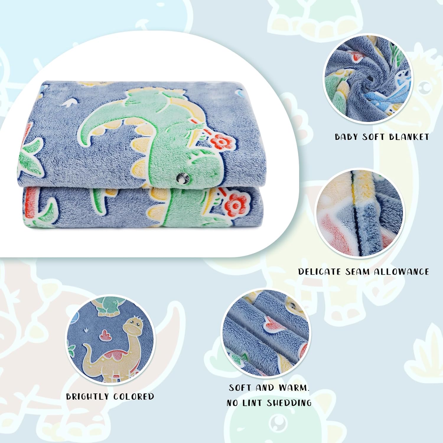 Glow in the Dark Dinosaur Blanket for Kids and Adults