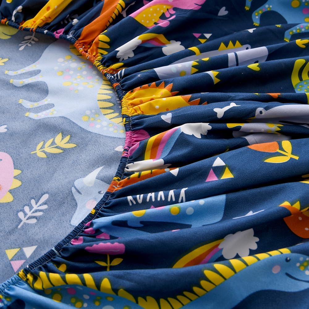 NATURETY Dino Printed King Fitted Sheet