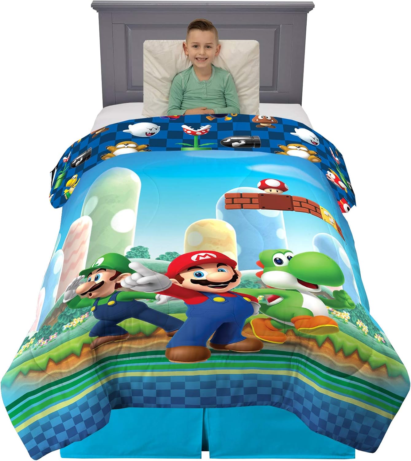Franco Kids Bedding Super Soft Microfiber Reversible Comforter - Mario