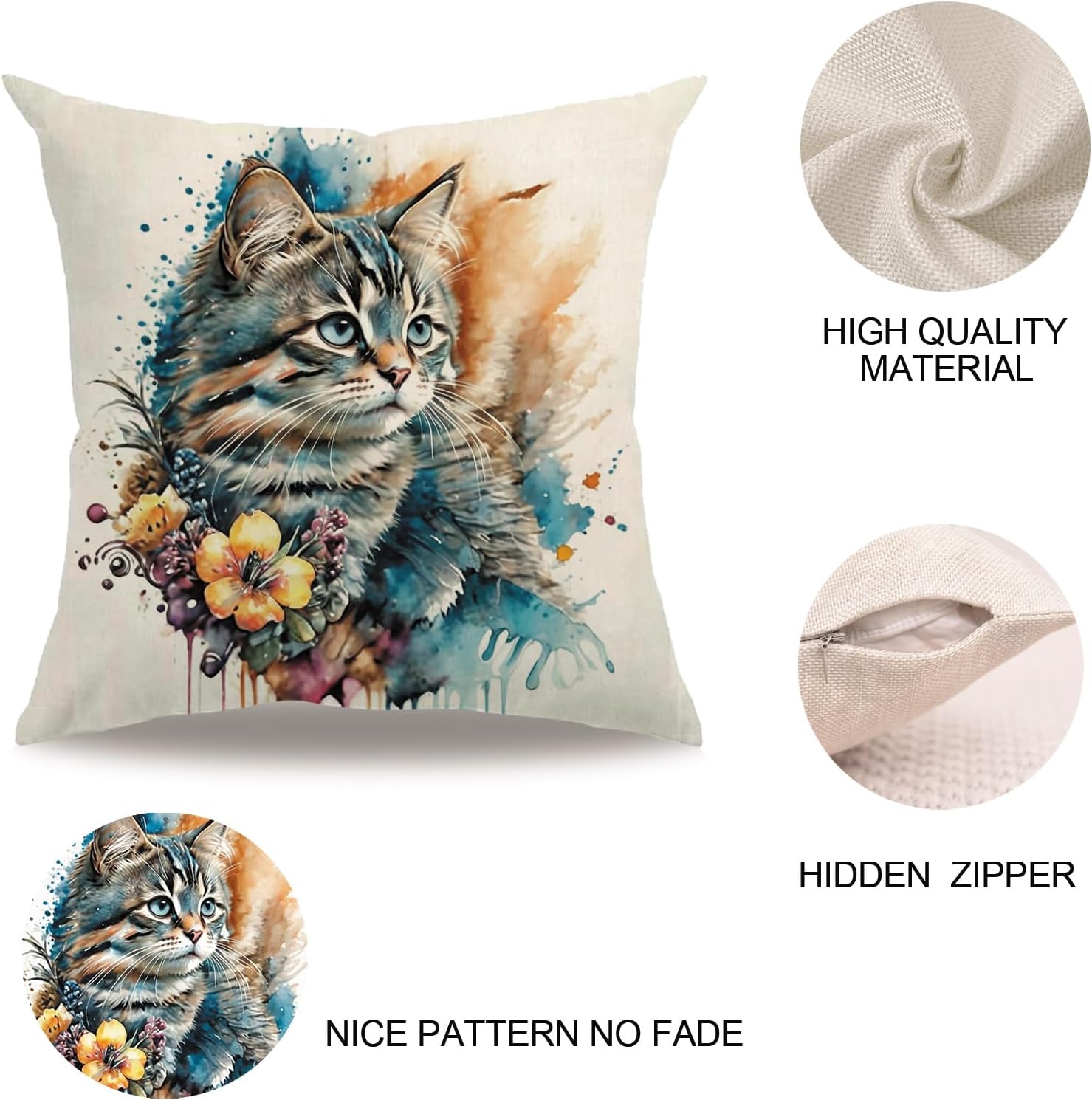 7COLORROOM Watercolor Animals Throw Pillow Covers 2 Pack