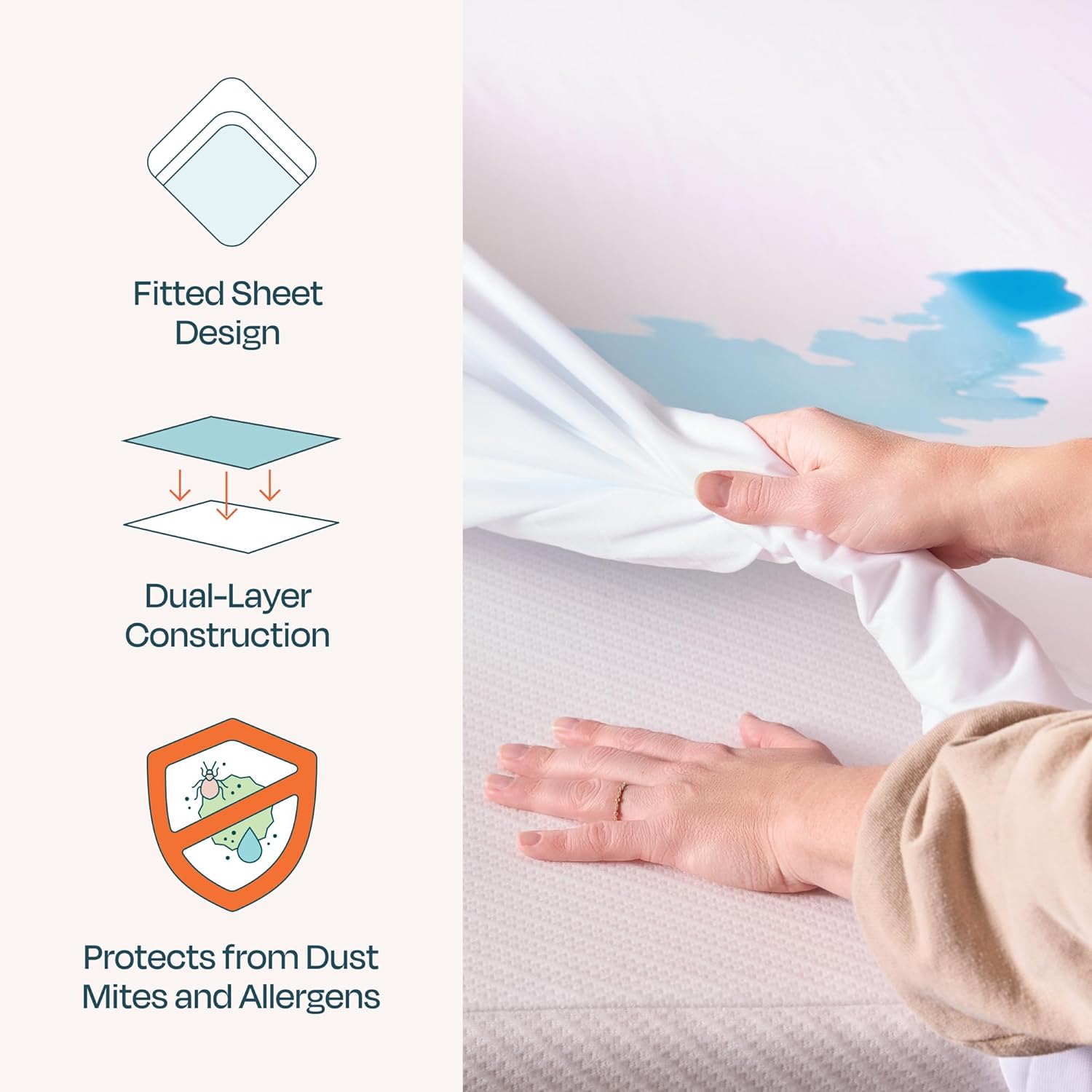LINENSPA Waterproof Mattress Protector Twin Size White 1