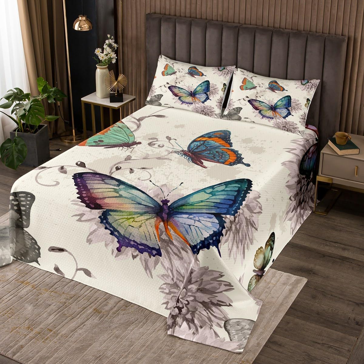 Erosebridal Butterfly Flower Bedspread Queen Size
