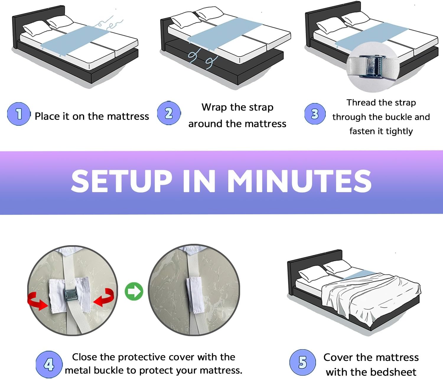 AINTE Twin to King Bed Converter with Straps and Buckles 1